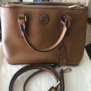 Robinson double zip tigers eye/211 leather tote
